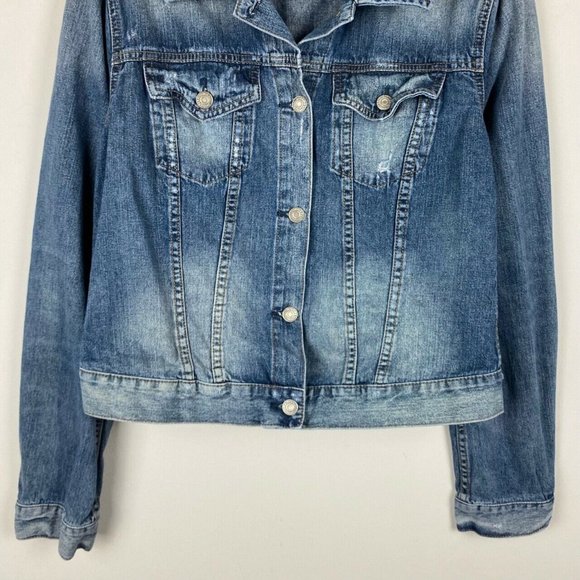 Denim and Supply Ralph Lauren Jean Jacket Large Women’s Distressed Trucker - Picture 3 of 8